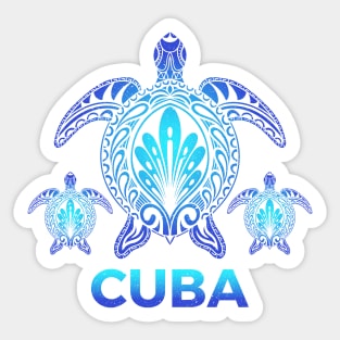 Vintage Cuba Ocean Blue Sea Turtle Souvenirs Sticker